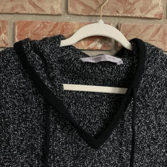 Athleta Black Marl Borealis 100% Merino Wool Women's Small Sweater Dress EUC - Picture 5 of 9